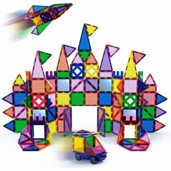 140 pc Castle Rocket Magnetic Tiles with Car Set Building Block Toys STEM Educational Learning Magnet Toy Preschool Montessor...