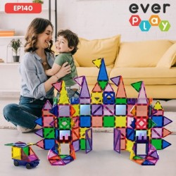 140 pc Castle Rocket Magnetic Tiles with Car Set Building Block Toys STEM Educational Learning Magnet Toy Preschool Montessor...