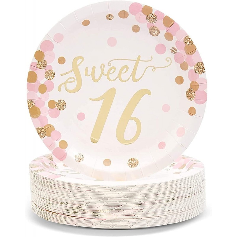 Sweet 16 Party Paper Plates Rose Gold 16th Birthday Supplies (7 In 48 Pack) $25.39 Kids' Party Tableware