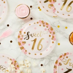 Sweet 16 Party Paper Plates Rose Gold 16th Birthday Supplies (7 In 48 Pack) $25.39 Kids' Party Tableware