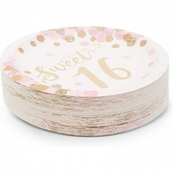 Sweet 16 Party Paper Plates Rose Gold 16th Birthday Supplies (7 In 48 Pack) $25.39 Kids' Party Tableware