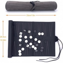 Backgammon Set Roll Up Travel Style - PU Leather Backgammon Game- Folding Classic Board Game $32.42 Travel Games