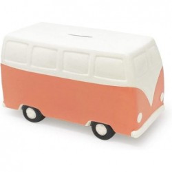 Isaac Jacobs Ceramic Retro Camper Van Coin Bank Vintage Piggy Bank Home Décor Money Bank Gift for Kids Teens and Adults (Pink...