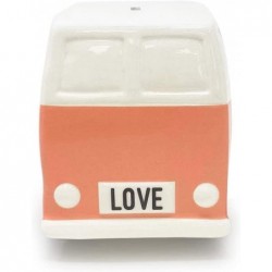 Isaac Jacobs Ceramic Retro Camper Van Coin Bank Vintage Piggy Bank Home Décor Money Bank Gift for Kids Teens and Adults (Pink...