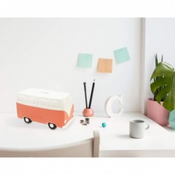 Isaac Jacobs Ceramic Retro Camper Van Coin Bank Vintage Piggy Bank Home Décor Money Bank Gift for Kids Teens and Adults (Pink...