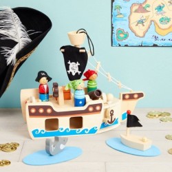 Kids Pirate Ship Toys Wooden Pirates for Boys (Total 11 Pieces) $47.25 Play Figure Playsets