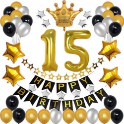 15th Birthday Decorations for Men Boy Women Girl Black and Gold Birthday Decorations for 15th and 51st Happy Birthday Party w...