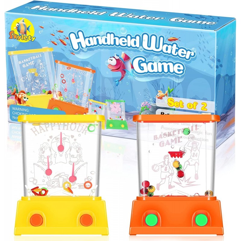 2 Pieces Handheld Water Game Arcade Water Ring Water Tables in a Gift Box for Beach Toys Party Favor Fun Game for Different A...