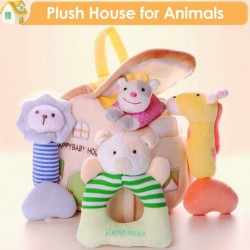 4 Plush Baby Soft Rattle Toys Hand Grab Sensory Shaker Farm Stuffed Animal Set Infant Easter Basket Girls Unique Newborn Show...