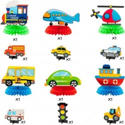 12Pcs Transportation Theme Honeycomb Centerpieces Table Topper Double Side Cardstock Transport Birthday Party Supplies Vehicl...