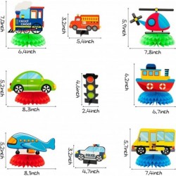 12Pcs Transportation Theme Honeycomb Centerpieces Table Topper Double Side Cardstock Transport Birthday Party Supplies Vehicl...