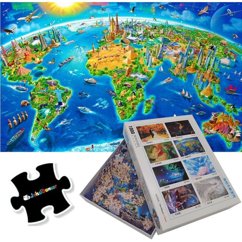 1000 Pieces Wooden Jigsaw Puzzles for Adults and Kids Jigsaw Puzzles - Interesting World Landmarks - Educational Puzzles Gift...