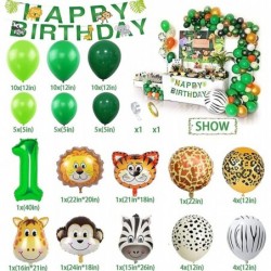 Toddler Jungle Theme Balloon Arch Kit for 1 Year Old Baby Boy Girl Green Happy Birthday Banner Balloons Garland Safari Shower...