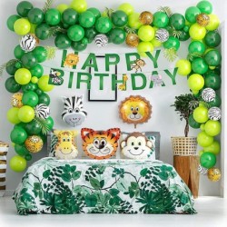 Toddler Jungle Theme Balloon Arch Kit for 1 Year Old Baby Boy Girl Green Happy Birthday Banner Balloons Garland Safari Shower...