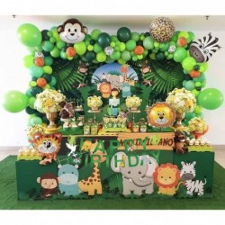 Toddler Jungle Theme Balloon Arch Kit for 1 Year Old Baby Boy Girl Green Happy Birthday Banner Balloons Garland Safari Shower...