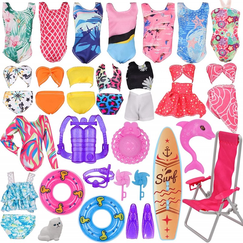 36Pcs Girl Dolls Clothes Swimsuit Bikini for 11.5 inch Girl Dolls Doll Bikini and Accessories with Diving Swimming Set Lifebu...