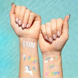 Rainbow Temporary Tattoos - 46 Glitter Styles | Unicorn Birthday Party Supplies Oh Happy Day Baby Shower Magical Party Favors...