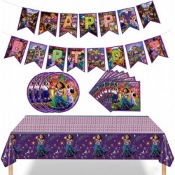 42Pcs Magic House Party Supplies Table Cover Encant Purple Tablecloth/20 Plates /20 Napkins/Banner Birthday Party Decoration ...