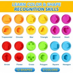 12 PCS Matching Eggs Toy Color & Shape Recognition Toddler Educational Toys Easter Eggs Sorter Puzzle Learning Montessori Toy...