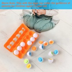 12 PCS Matching Eggs Toy Color & Shape Recognition Toddler Educational Toys Easter Eggs Sorter Puzzle Learning Montessori Toy...