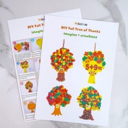 8 Sets Fall Crafts Kits Kids Fall Crafts Bulk Thanksgiving Crafts DIY Thankful Tree Art Sets Autumn Leaf Foam Stickers Pom-Po...