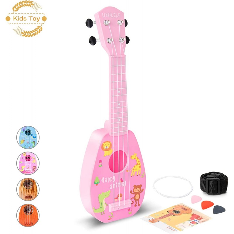 17" Kids Toy Guitar for Girls Boys Mini Toddler Ukulele Guitar with 4 Strings Keep Tones Can Play for 3 4 5 6 7 Year Old Kids...