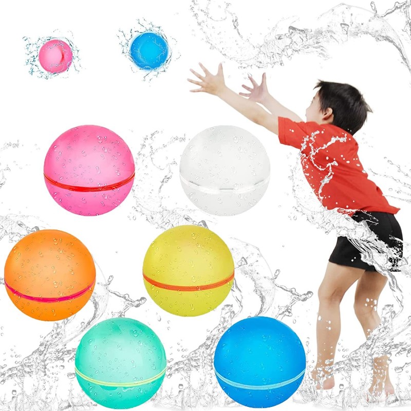 Reusable Water Balloons Refillable Water Balls for Kids Rapid Filling Easy Tying Water Balloon for Water Fight Game Summer Pa...