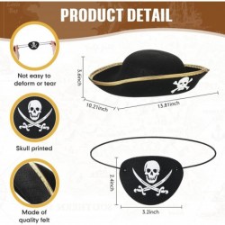 12 Pieces Black Pirate Hats Skull Print Pirate Captain Costume Hat and Felt Pirate Party Eye Patch Accessories for Halloween ...