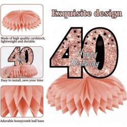 9Pcs 40th Birthday Decorations Honeycomb Centerpieces for Women Rose Gold Pink Happy Fortieth Birthday Table Toppers Party Su...