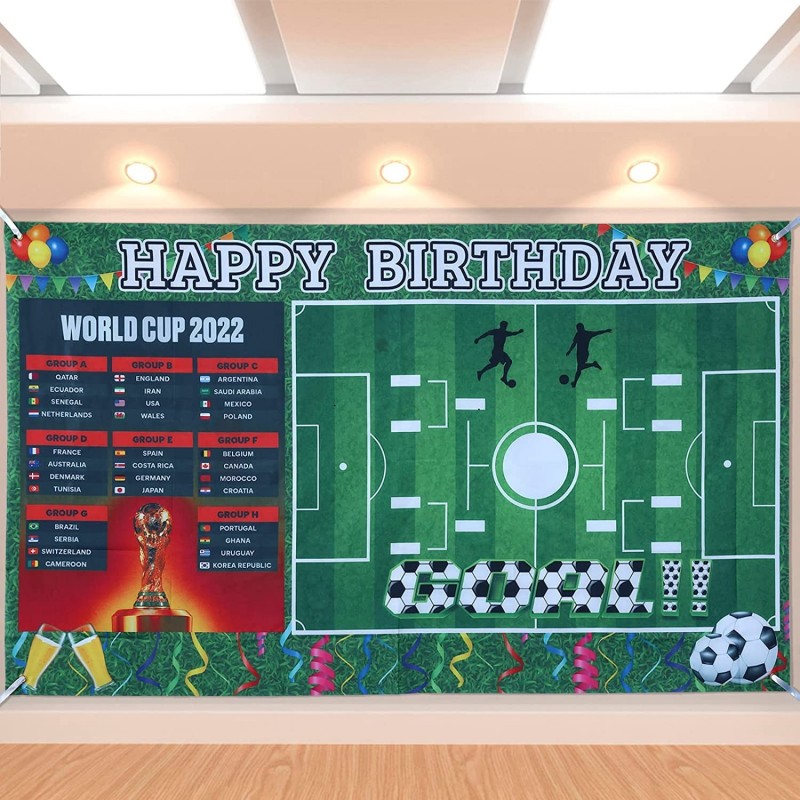 Soccer Party Decorations World Cup 2022 Happy Birthday Banner (5.9x3.6ft) Photo Background Soccer Themed Birthday Party Suppl...