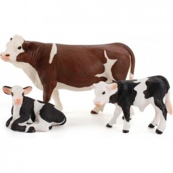 Set of 4 Realistic Farm Cow Model Figure Toy Set Cow Figurines Collection Playset with Farm Keepers Farm Meadows Pasture Cow ...