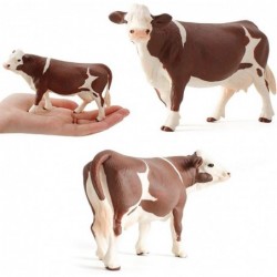 Set of 4 Realistic Farm Cow Model Figure Toy Set Cow Figurines Collection Playset with Farm Keepers Farm Meadows Pasture Cow ...