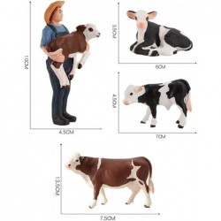 Set of 4 Realistic Farm Cow Model Figure Toy Set Cow Figurines Collection Playset with Farm Keepers Farm Meadows Pasture Cow ...