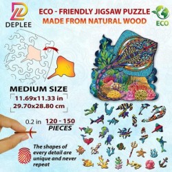 Wooden Puzzles for Adults Stingray Wooden Jigsaw Puzzles Unique Shape Wooden Animal Puzzle Creative Challenge for Adults Fami...