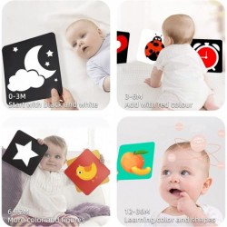 Baby Flash Cards 6 to 12 Months Black And White Cards for Babies With Holder Visual Stimulation Cards For Babies High Contras...