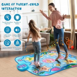 Dance Mat Toys for 3-10 Year Old Kids Gifts Adjustable Volume Dance Pad with LED Lights 5 Challenge Levels Built-in Music Bir...