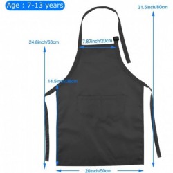 7 Pieces Black Kids Apron with Pocket Kitchen Bib Children Adjustable Chef Aprons for Cooking Baking Painting (Black) $32.49 ...