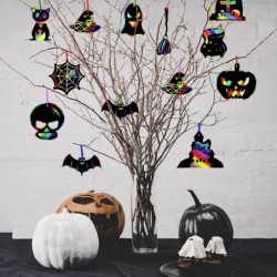 Halloween Crafts for Kids Scratch Art for Kids 48 Pcs Halloween Crafts Rainbow Scratch Paper Colorful Magic Cards for Hallowe...