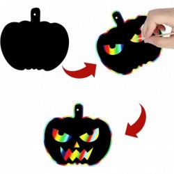 Halloween Crafts for Kids Scratch Art for Kids 48 Pcs Halloween Crafts Rainbow Scratch Paper Colorful Magic Cards for Hallowe...