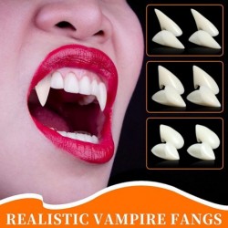 4 Pairs Vampire Teeth Halloween Vampire Fangs Cosplay Denture Prop Decoration 4 Size Horror False Teeth Fake Teeth Beads with...