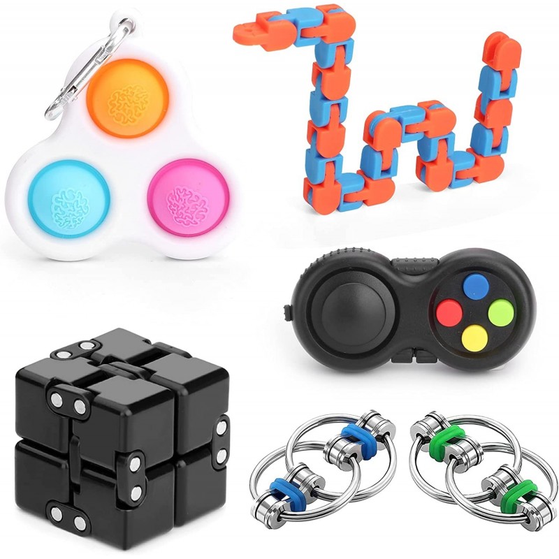 Handheld Fidget Cube Pack Toys Set Fidget Pad Infinity Cube Push Pop Pubble Fidget Chain Twist Snake Cube Anti Anxiety Toys f...