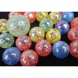 Big Game Toys~25 Glass Marbles Rainbow Glitter Blue/Red/Green/Yellow Speckled Glitter Confetti Classic Style Game Pack (24 Pl...