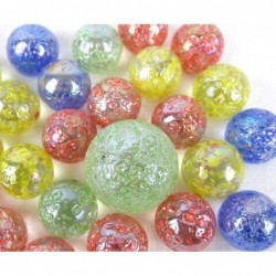 Big Game Toys~25 Glass Marbles Rainbow Glitter Blue/Red/Green/Yellow Speckled Glitter Confetti Classic Style Game Pack (24 Pl...