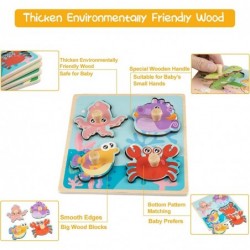 Wooden Toddler Puzzles Peg Puzzles Gifts Toys 4 Pcs Eco Friendly Animal Patterns Jigsaw with Handles Infant Kid Fine Motor Sk...