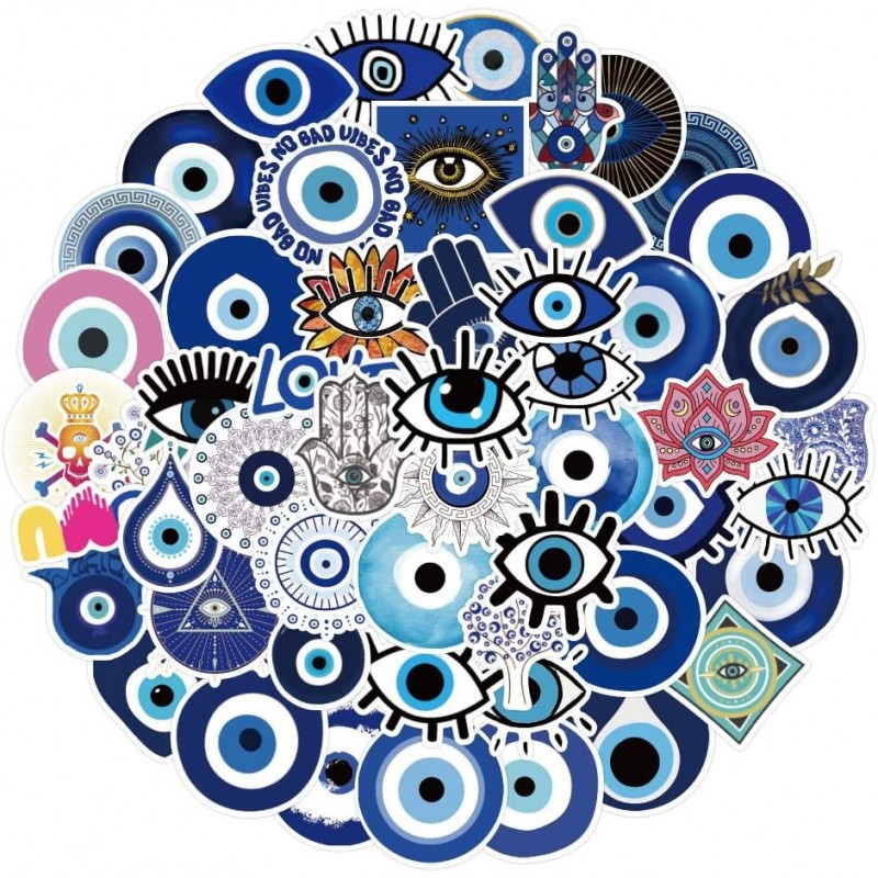 100 Pcs Evil Eyes Stickers Vinyl Aesthetic Eyes Decals Colorful Evil Decals Decorative DIY Accessories for Water Bottles Phon...