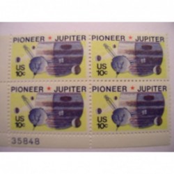 US Postage Stamps 1975 Space Issue Pioneer & Jupiter S 1556 Plate Block of 4 10 Cent Stamps $13.90 Collectible Postage Stamps