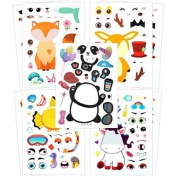 Make a Face Sticker Sheets Make Your Own Animal Mix and Match Sticker for Kids. 36 PCS as Gift of Festival Reward Birthday Pa...