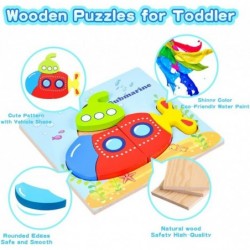 Toddler Toys Wooden Puzzles for Toddlers 1 2 3 Year Old Boys Girls Montessori Toys 6 Packs Vehicle Shape Jigsaw Puzzles Senso...