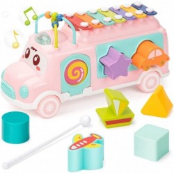 Baby Toy 12-18 Months Music Bus Xylophone for Kids Toy Baby Toys for 1 Year Old Boys and Girls with Building Blocks Musical T...