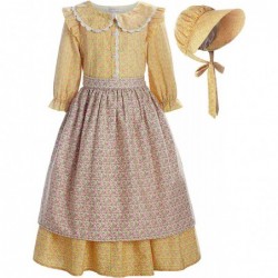 Pioneer Girl Costume Colonial Prairie Dress Yellow $61.37 Kids' Costumes